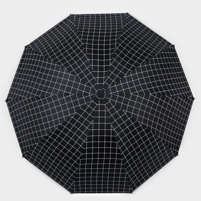 Зонт механический «Крупная клетка», эпонж, 4 сложения, 10 спиц, R = 53 см, цвет МИКС