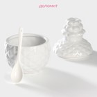 Банка для сыпучих с ложкой Доляна «Ананас», 300 мл, 10×14.5 см, доломит, белая - Фото 2