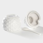 Банка для сыпучих с ложкой Доляна «Ананас», 300 мл, 10×14.5 см, доломит, белая - Фото 3