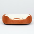 Лежанка-диван для животных "Косточка", 45 х 30 х 15, бело-коричневая - фото 9213275