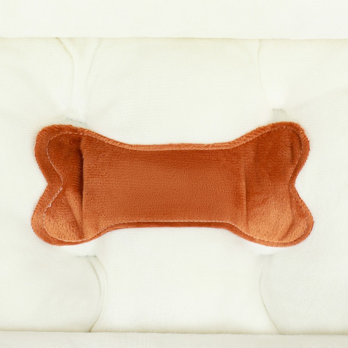 Лежанка-диван для животных "Косточка", 45 х 30 х 15, бело-коричневая