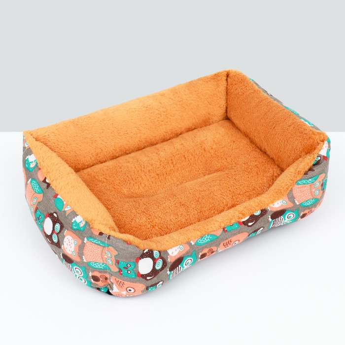 Лежанка для животных + ротанговый коврик, 45 х 30 х 15 см, бежево-серая