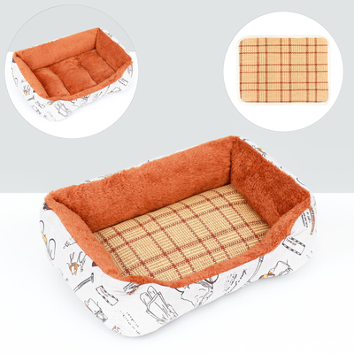 Лежанка для животных + ротанговый коврик, двухсторонняя подушка, 45 х 30 х 15 см