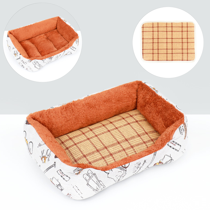 Лежанка для животных, двухсторонняя подушка, 45 х 30 х 15 см