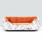 Лежанка для животных, 45×30×15 см, двухсторонняя подушка, белая, оранжевая - Фото 4