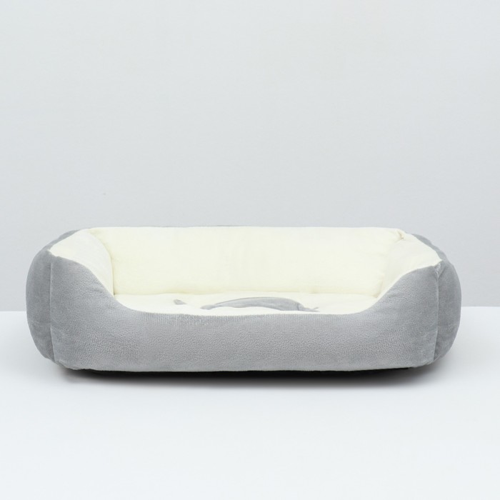 Лежанка-диван для животных"Косточка", 50 х 40 х 15, серо-белая