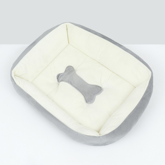 Лежанка-диван для животных"Косточка", 50 х 40 х 15, серо-белая