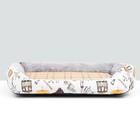 Лежанка для животных, двухсторонняя подушка, 60 х 45 х 15 см,  серо-белая - Фото 3