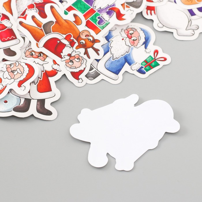 Наклейки для творчества "Дед Мороз и Новый год" тиснение серебро набор 48 шт 9х7х0,8 см