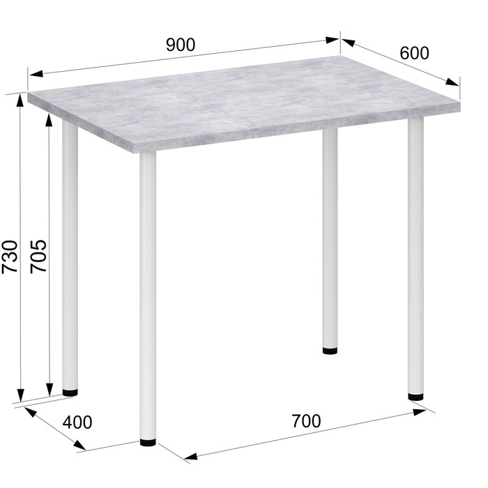 Кухонный стол «Лайт 1», 600×900×730 мм, цвет цемент светлый - фото 1906630851