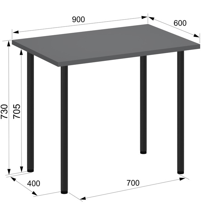 Кухонный стол «Лайт 1», 600×900×730 мм, цвет графит - фото 1906630857