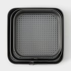 Набор форм для выпечки разъёмных Доляна «Элин. Квадрат», 3 предмета: 22/24/26 см, антипригарное покрытие, цвет чёрный - Фото 3