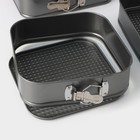 Набор форм для выпечки разъёмных Доляна «Элин. Квадрат», 3 предмета: 22/24/26 см, антипригарное покрытие, цвет чёрный - Фото 6