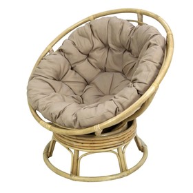 Кресло-качалка вращающееся Папасан, каркас медовый, подушка бежевая, 110 х 110 х 102 см