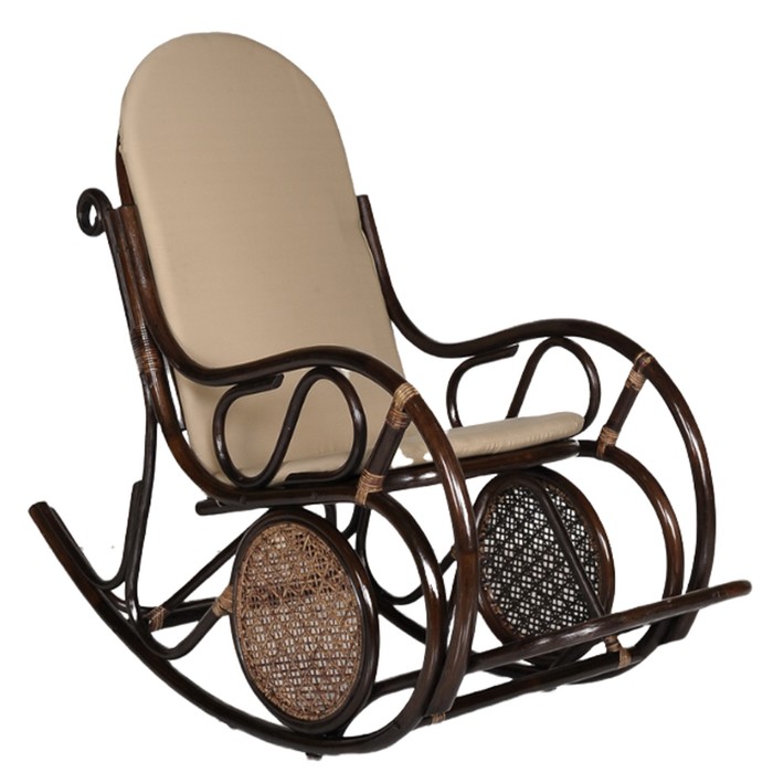 Кресло-качалка "Сантьяго" каркас коричневый, сиденье бежевое, 131 х 56 х 104 см - фото 1909542995