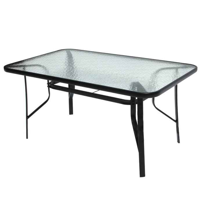 Стол прямоугольный, каркас черный, столешница стекло, 150 х 90 х 71 см - Фото 1