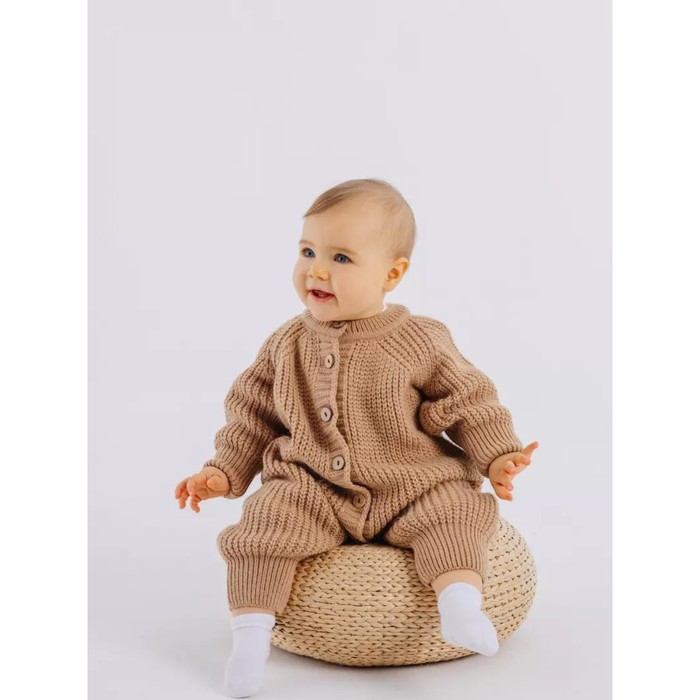 Комбинезон детский вязаный Rant Knitwear, рост 62 см, цвет бежевый - Фото 1