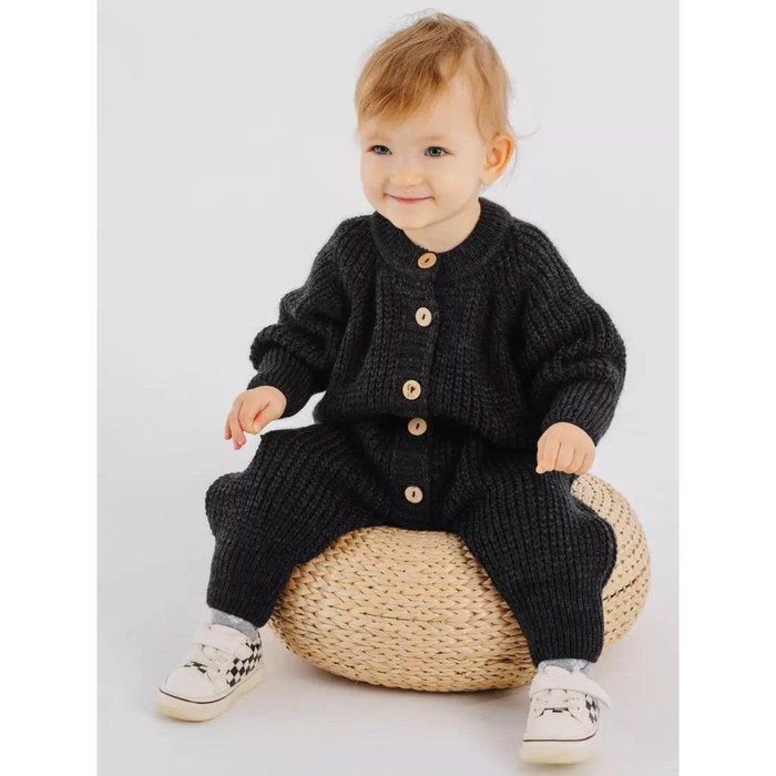 Комбинезон детский вязаный Rant Knitwear, рост 80 см, цвет графитовый - Фото 1