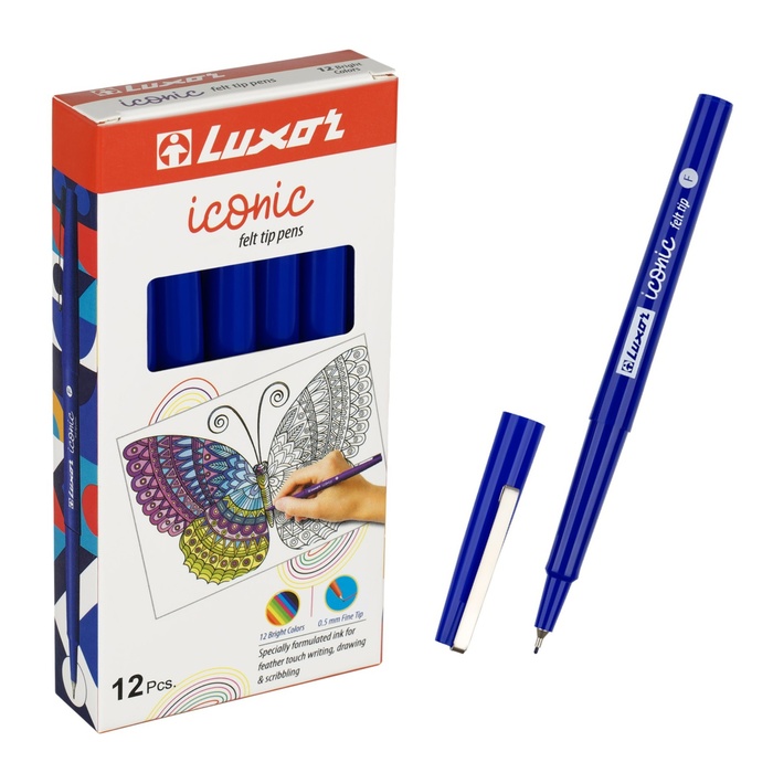 Ручка капиллярная Luxor "Iconic F" узел 0.5 мм, чернила синие - Фото 1