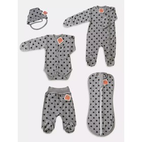 Комплект одежды детский Топотушки «Звездопад», 5 предметов, рост 56 см, цвет серый
