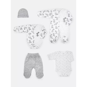 Набор одежды для новождённых Топотушки «Зайчата», 5 предметов, рост 56 см, цвет серый