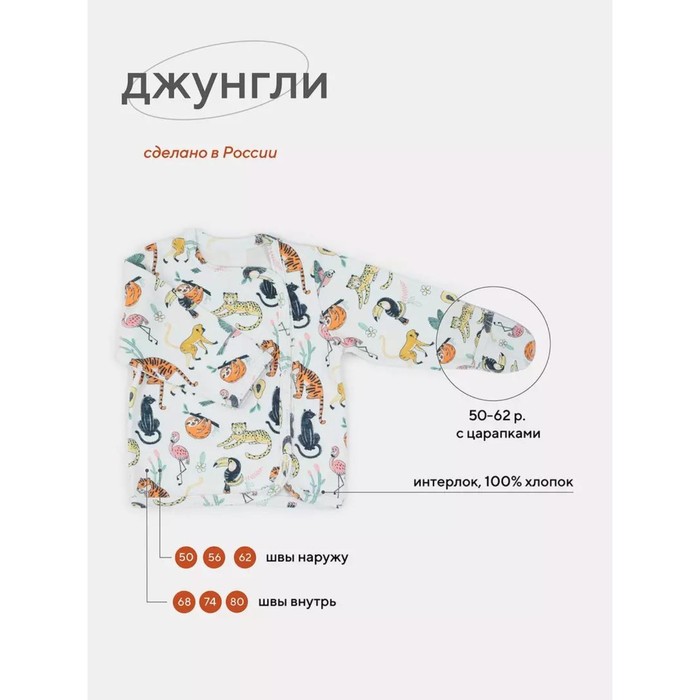 

Распашонка детская на кнопках Топотушки «Джунгли», рост 68 см