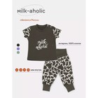 Комплект одежды детский Rant Milk-Aholic, 2 предмета: штанишки, футболка, рост 68 см, цвет графитовый - фото 110730680