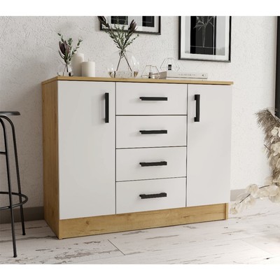 Комод для хранения «Эра. К1000-2Д», 4 ящика, 2 дверцы, 1000×430×830 мм, цвет дуб вотан/белый