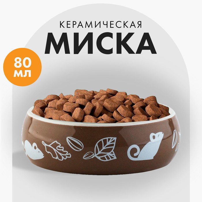 Миска керамическая «Вкусняшки», 80 мл, для грызунов - Фото 1