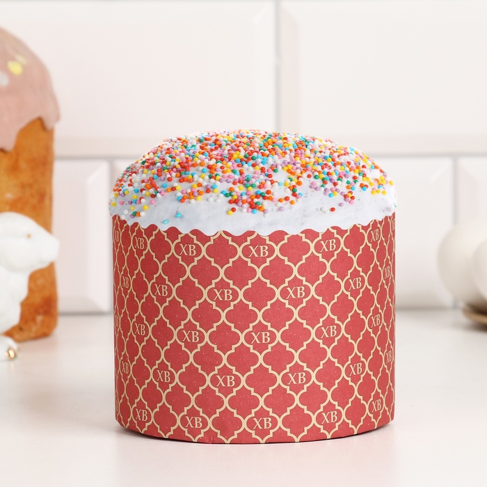 Форма для выпечки кулича бумажная «ХВ Красная», 11×8.5 см, одноразовая, красная - Фото 1