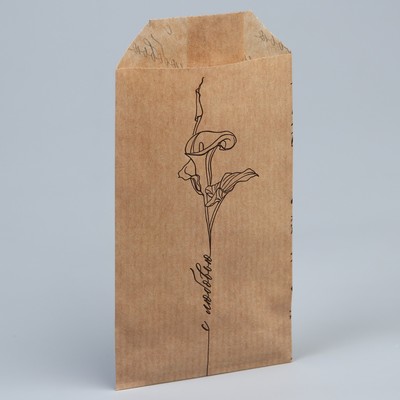 Пакет бумажный фасовочный, крафт, «Цветок» 8 х 16 см без окна