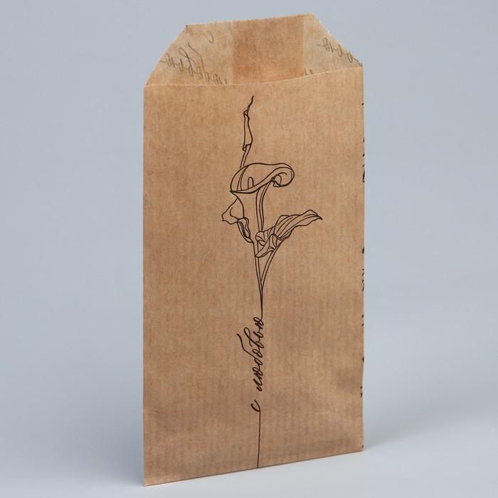 Пакет бумажный фасовочный, упаковка, крафт, «Цветок» 8 х 16 см без окна - Фото 1