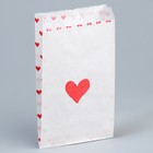 Пакет бумажный фасовочный, упаковка, белый, «Сердца» 20 х 11 х 4 см без окна - фото 298818114