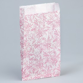 Пакет бумажный фасовочный, белый, «Цветы» 20 х 11 х 4 см без окна