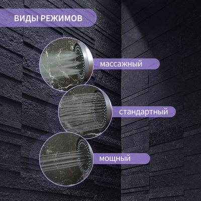 Лейка для душа ZEIN Z3541, d=90 мм, 5 режимов, кнопка «стоп», съёмный верх, графит