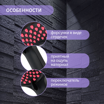 Лейка для душа ZEIN Z3542, d=120 мм, 5 режимов, розовые форсунки «сердечки», черная
