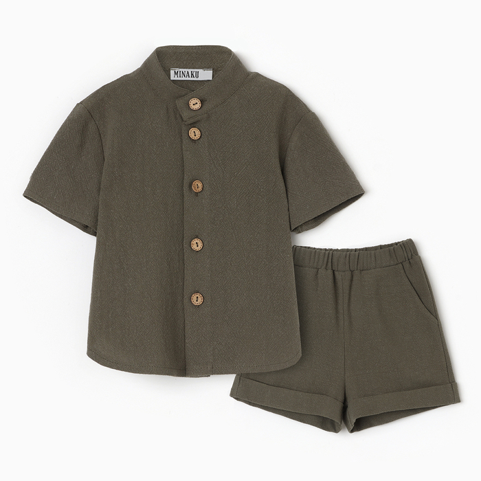 Комплект для мальчика (рубашка, шорты) MINAKU, цвет зеленый, рост 68-74 - Фото 1