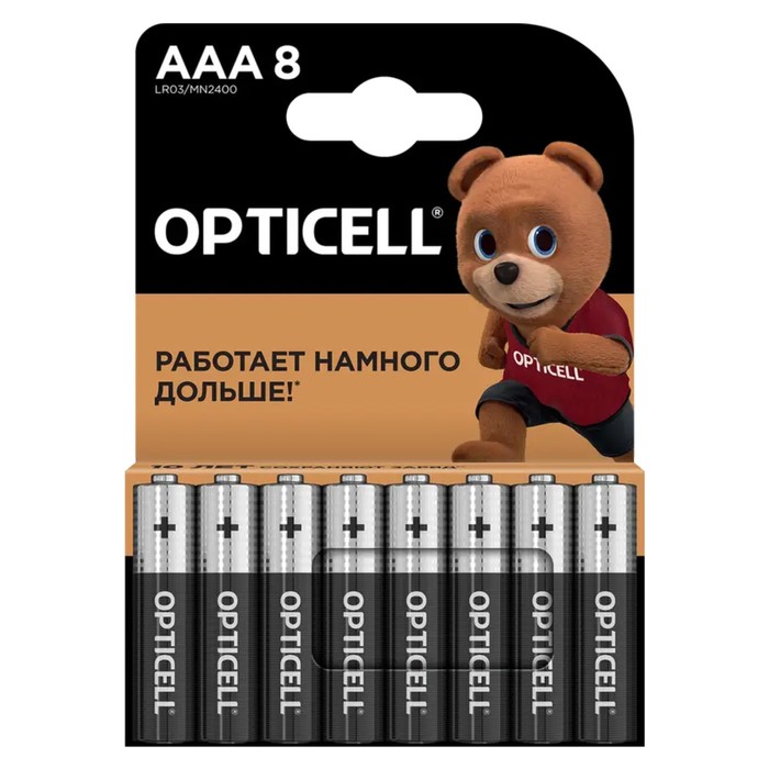 Батарейка алкалиновая OPTICELL, AAA, LR03-8BL, 1.5В, блистер, 8 шт