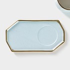 УЦЕНКА Чайная пара керамическая с ложкой «Весна», 2 предмета: кружка 300 мл, блюдце, цвет голубой - Фото 4