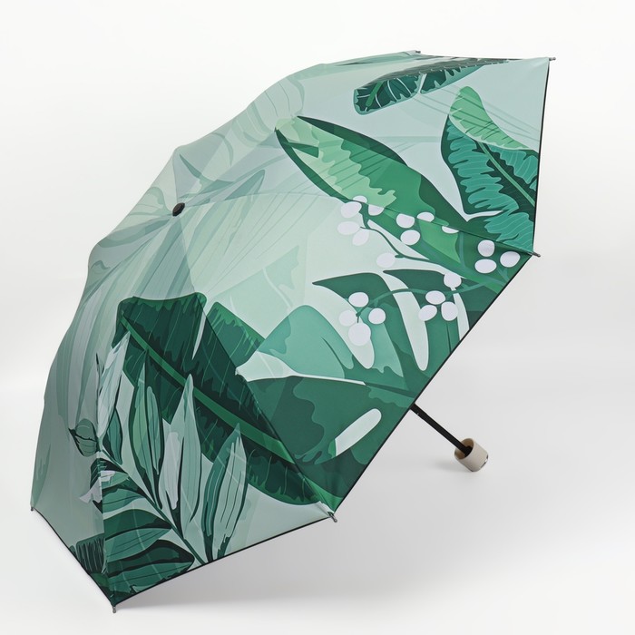 Зонт механический «Листья», эпонж, 4 сложения, 8 спиц, R = 48 см, цвет МИКС - фото 1908077259