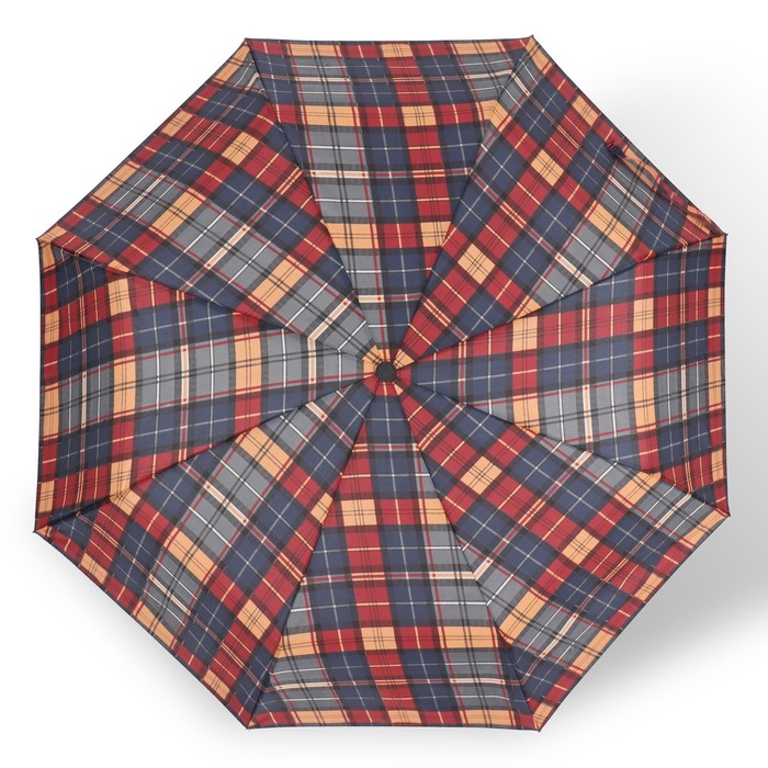 Зонт автоматический «Клетка», эпонж, 3 сложения, 8 спиц, R = 48 см, цвет МИКС - фото 1905171978
