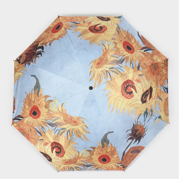 Зонт механический «Подсолнухи», эпонж, 4 сложения, 8 спиц, R = 48 см, цвет МИКС - фото 1908077398