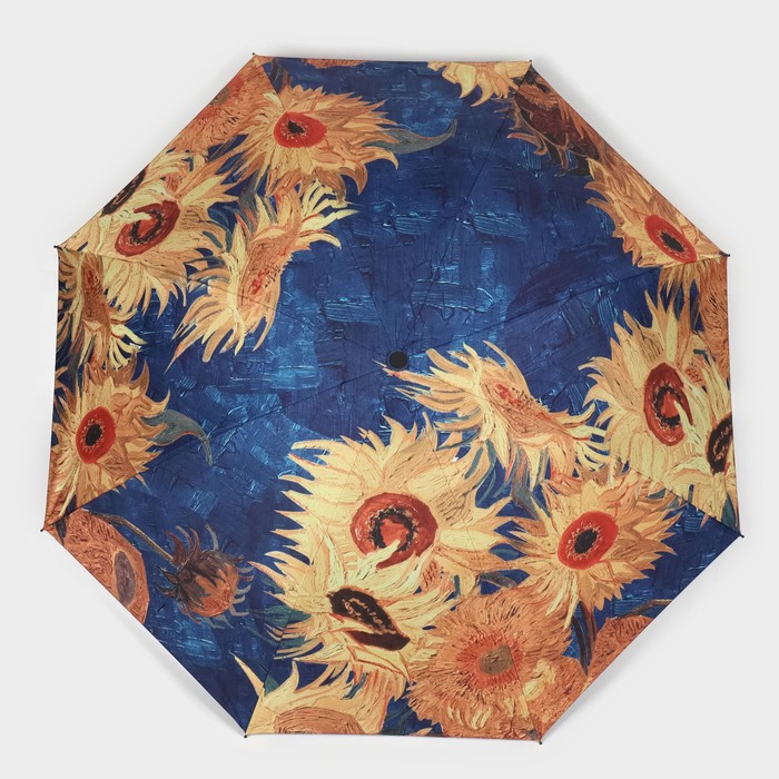 Зонт механический «Подсолнухи», эпонж, 4 сложения, 8 спиц, R = 48 см, цвет МИКС - фото 1908077390