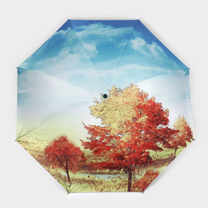 Зонт механический «Пейзаж», эпонж, 4 сложения, 8 спиц, R = 48 см, цвет МИКС - фото 1908077411