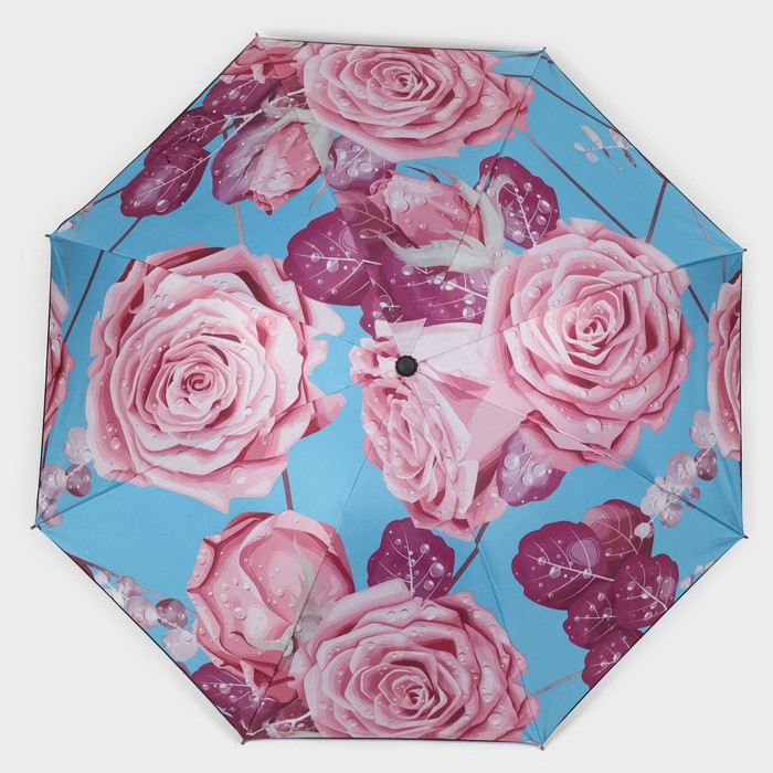 Зонт механический «Розы», эпонж, 4 сложения, 8 спиц, R = 48 см, цвет МИКС - фото 1908077423