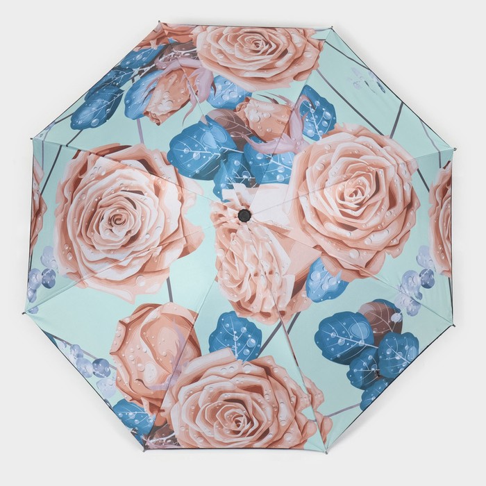 Зонт механический «Розы», эпонж, 4 сложения, 8 спиц, R = 48 см, цвет МИКС - фото 1927056417