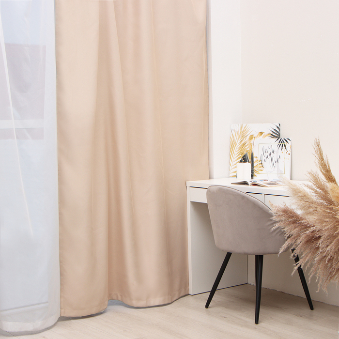 Штора блэкаут портьерная «Этель», 250×265 см, бежевая - Фото 1