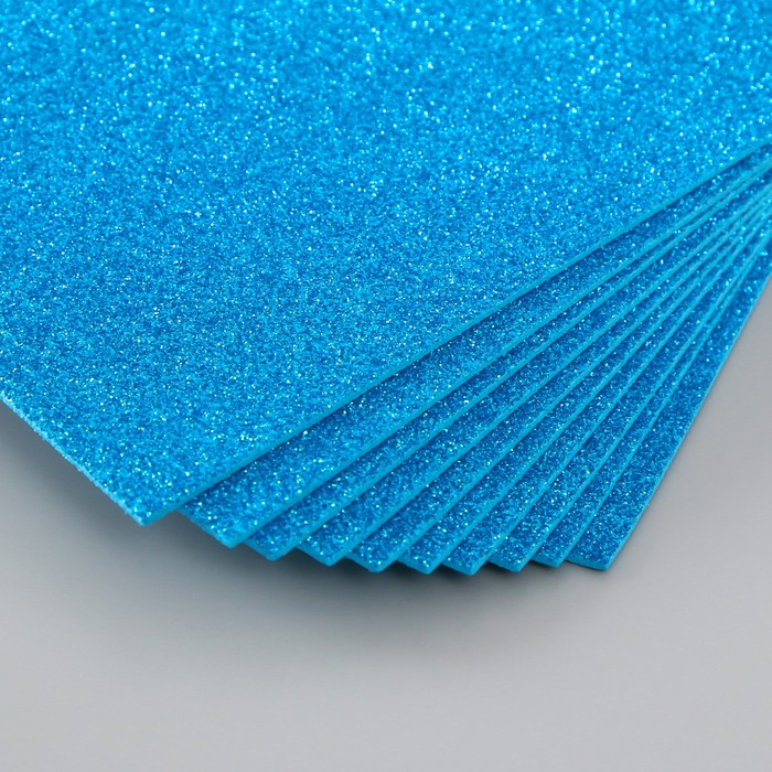 Фоамиран глиттерный 2 мм, 20х30 см, синий