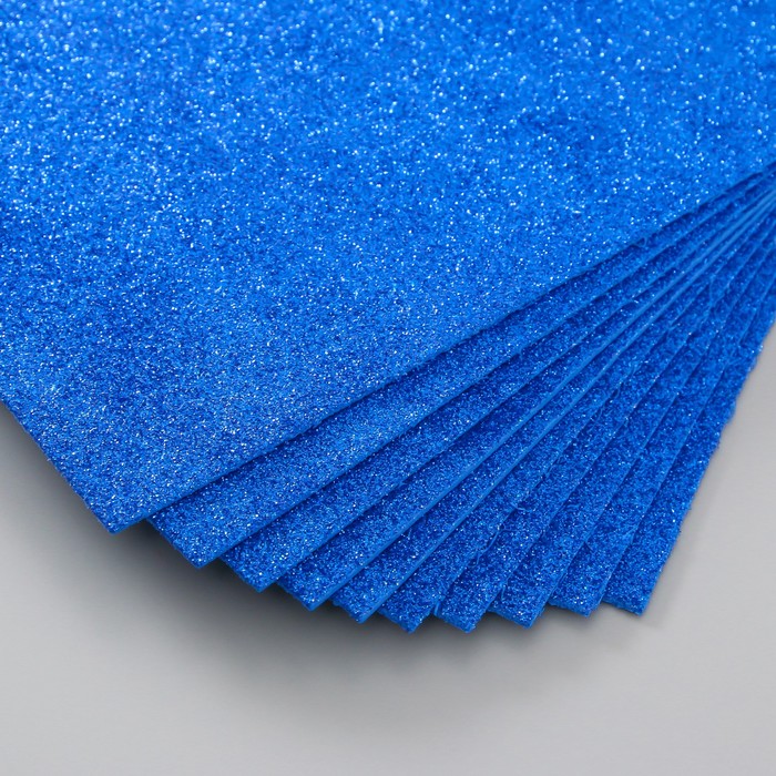 Фоамиран глиттерный 2 мм, 20х30 см, синий