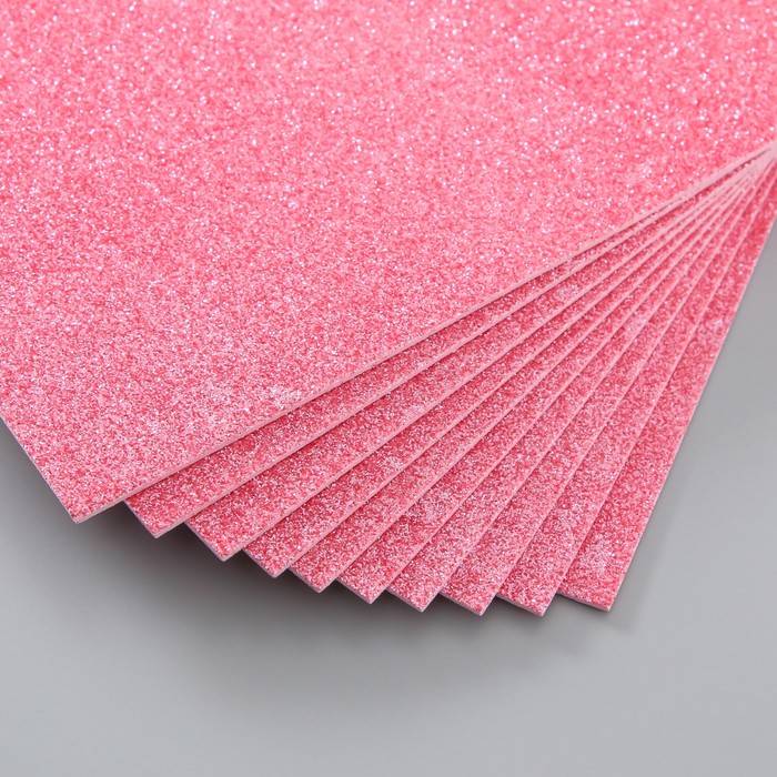 Фоамиран глиттерный 2 мм, 20х30 см, розовый